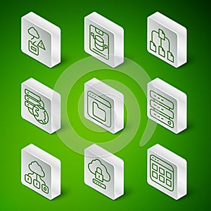 Set line Browser files, Cloud computing lock, technology data transfer, Network cloud connection, Server, Data, Web
