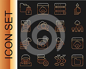 Set line Browser files, Cloud technology data transfer, Computer network, Server, Data, Web Hosting, Search cloud