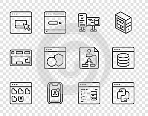 Set line Browser files, Python programming language, Computer monitor screen, Mobile Apps, Software, and Server, Data