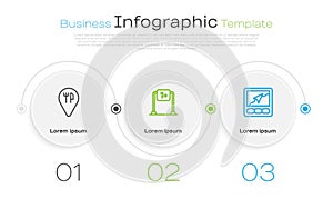 Set line Cafe and restaurant location, Road traffic sign and Gps device with map. Business infographic template. Vector