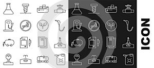 Set line Canister for motor oil, Oil rig with fire, Gasoline pump nozzle, tanker ship, No Smoking, Petrol gas station