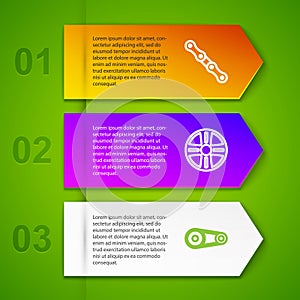 Set line Car chain, Alloy wheel, Timing belt kit and air filter. Business infographic template. Vector