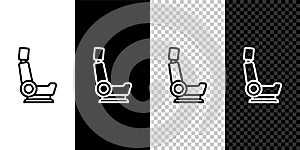 Set line Car seat icon isolated on black and white,transparent background. Car armchair. Vector