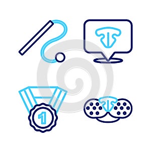 Set line Cat nose, Dog award symbol, and Pet cat toy icon. Vector