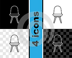 Set line Chair icon isolated on black and white, transparent background. Vector