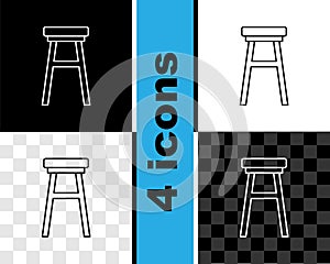 Set line Chair icon isolated on black and white, transparent background. Vector