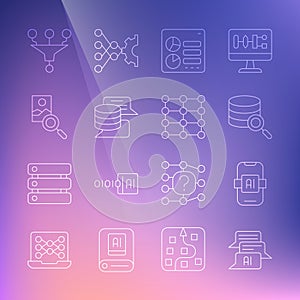 Set line Chat bot, Artificial intelligence AI, Server, Computer api interface, Data, Photo retouching, Funnel or filter
