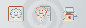 Set line Chat bot, Computer api interface and Neural network icon. Vector