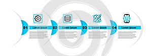 Set line Chat bot, Neural network, Server, Data and Computer api interface icon. Vector
