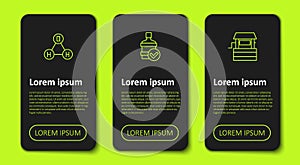 Set line Chemical formula water H2O, Big bottle with clean and Well. Business infographic template. Vector