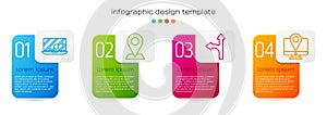 Set line City map navigation, Location, Road traffic sign and Monitor with location marker. Business infographic