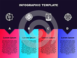 Set line Clock and gear, Outsourcing concept, Voice assistant and . Business infographic template. Vector
