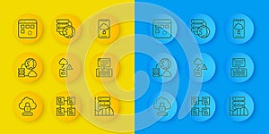 Set line Cloud computing lock, Network cloud connection, technology data transfer, Server, Data, Web Hosting, Loading