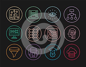 Set line Cloud database, Humanoid robot, Artificial intelligence AI, Neural network, Algorithm, Computer api interface
