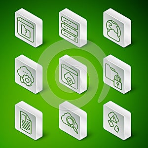 Set line Cloud hacking, Search cloud computing, File missing, Failed access storage, technology data transfer, Server