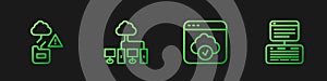 Set line Cloud technology data transfer, , Computer network and Server, Data, Web Hosting. Gradient color icons. Vector