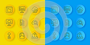 Set line Cloud technology data transfer, File document, Folder tree, Search cloud computing, Browser files, and Monitor