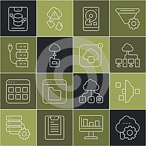 Set line Cloud technology data transfer, Filter setting, Computer network, Hard disk drive HDD, Server, Server, Data