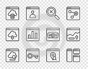 Set line Cloud technology data transfer, Magnifying glass and delete, Secure your site with HTTPS, SSL, Graph chart