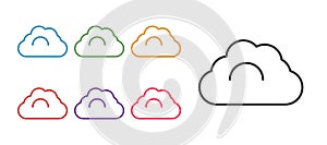 Set line Cloudy weather icon isolated on white background. Set icons colorful. Vector