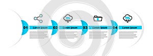 Set line CO2 emissions in cloud, Delete folder, Methane reduction and Share icon. Vector