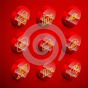 Set line Coal mine trolley, Financial growth decrease, Search data analysis, Data, Folder and lock, Pie chart
