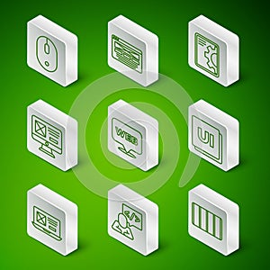 Set line Color palette guide, Front end development, Computer mouse, Web and graphic design, UI UX, and icon. Vector