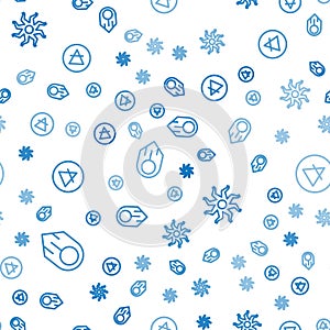 Set line Comet, Sun and Air element on seamless pattern. Vector