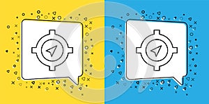 Set line Compass icon isolated on yellow and blue background. Windrose navigation symbol. Wind rose sign. Vector