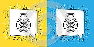 Set line Compass icon isolated on yellow and blue background. Windrose navigation symbol. Wind rose sign. Vector