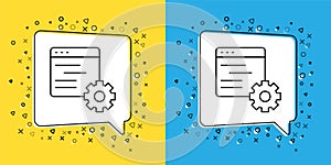 Set line Computer api interface icon isolated on yellow and blue background. Application programming interface API