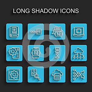 Set line Computer api interface, Photo retouching, Artificial intelligence AI, Cloud database, Neural network, Chat bot