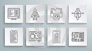 Set line Computer api interface, Robot, Printed circuit board PCB, Smart home, Electronic computer components