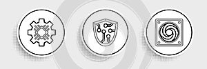Set line Computer cooler, Processor and Cyber security icon. Vector