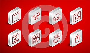 Set line Computer mouse, Debugging, Web development, Browser files, Processor with microcircuits CPU, window, and