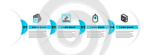 Set line Computer, mouse, Loading data window and Processor icon. Vector