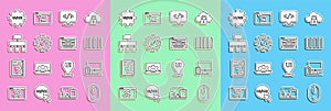 Set line Computer mouse, Monitor and mobile, Color palette guide, Front end development, Website statistic, Site map, UI