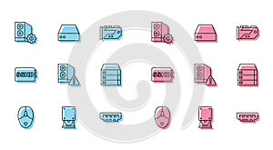Set line Computer mouse, Optical disc drive, Case of computer, RAM, random access memory, Server, Data, Web Hosting