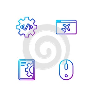 Set line Computer mouse, Web development, Front end and Website template. Gradient color icons. Vector