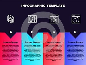 Set line Computer, Programming language syntax, System bug and Software. Business infographic template. Vector