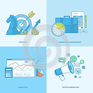 Set of line concept icons for business and marketing