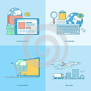 Set of line concept icons for e-commerce