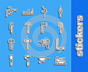 Set line Construction stapler, Corner ruler, Clamp tool, Hand drill, Claw hammer, Calliper caliper scale, Leaf garden