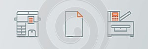 Set line Copy machine, and Empty document icon. Vector