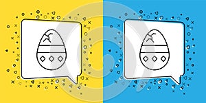 Set line Cracked egg icon isolated on yellow and blue background. Happy Easter. Vector Illustration