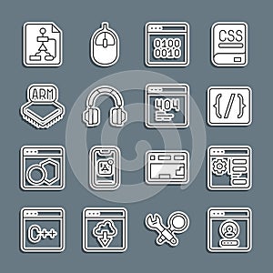 Set line Create account screen, Browser setting, Programming language syntax, Binary code, Headphones, Processor
