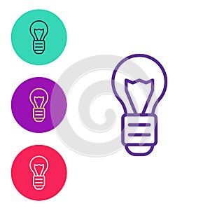 Set line Creative lamp light idea icon isolated on white background. Concept ideas inspiration, invention, effective