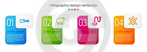 Set line Crocodile, Sheep, Collar with name tag and Turtle. Business infographic template. Vector