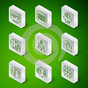 Set line Cyber security, Ethereum exchange NFT, Digital crypto art, Binary code, and icon. Vector