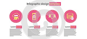 Set line Cyber security, Server with lock, Smartphone and Cloud api interface icon. Vector